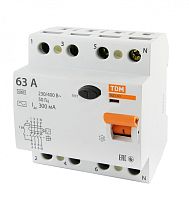 Выключатель дифференциальный (УЗО) ВД1-63 4п 63А 300мА тип AC | код. SQ0203-0043 | TDM